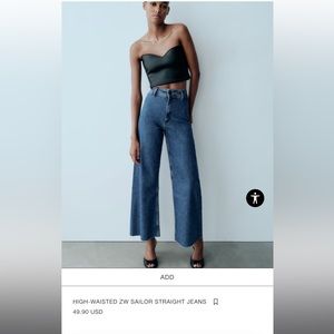 ZARA- High-waisted zw sailor straight jeans